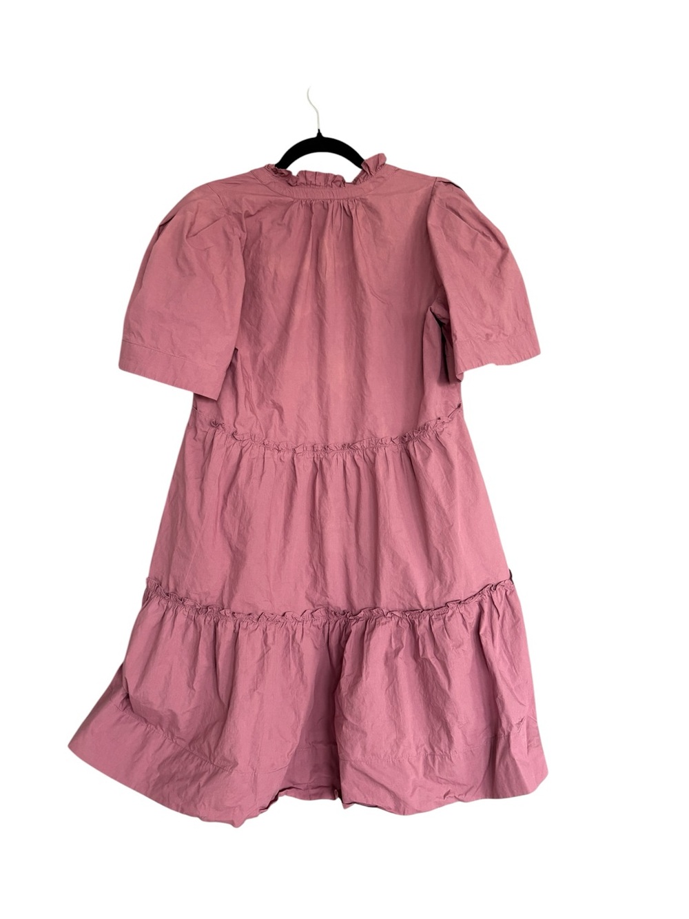 Sea New York Pink Tiered Ruffle Mini Dress Cotton Boho Romantic Size M - Flaw - Picture 4 of 6